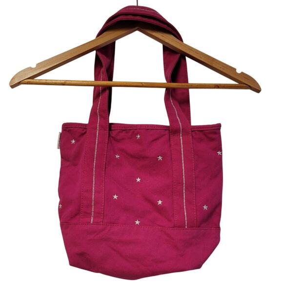 Vintage Y2K Embroidered Tote Bag Hot Pink Silver Trim Stars Kidcore 100% Cotton‎ - Picture 2 of 7